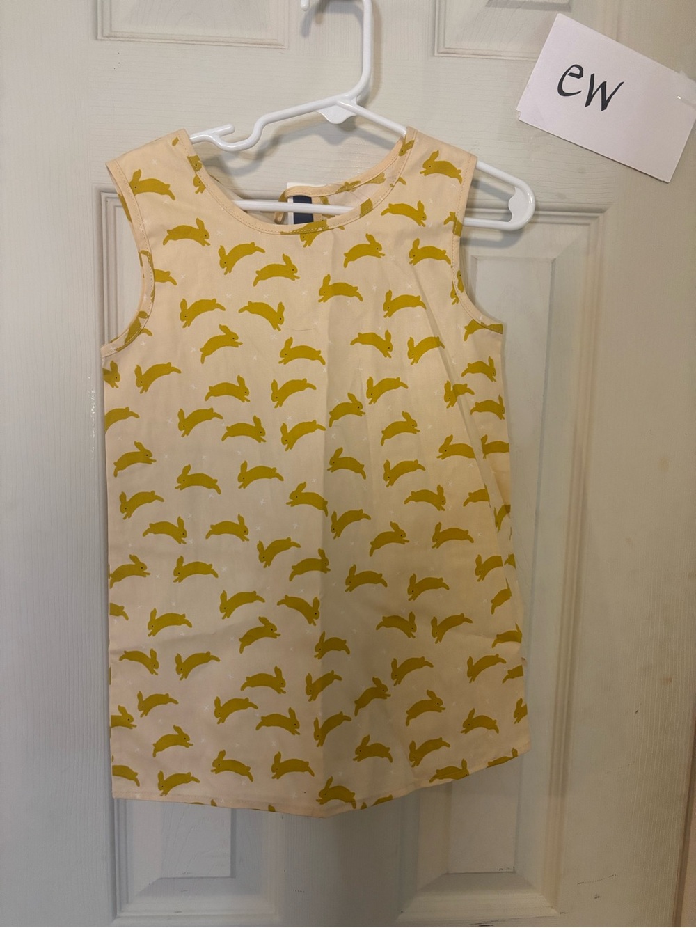 Magic Cream Sleeveless Dress with Yellow Bunny Print